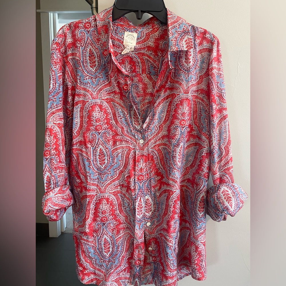 J crew red, white, blue top